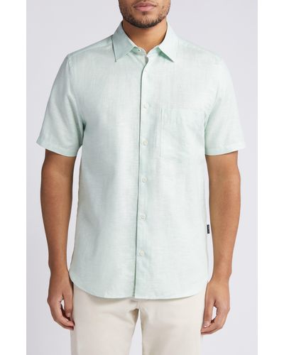 Ted Baker Palomas Regular Fit Short Sleeve Linen & Cotton Button-up Shirt - White