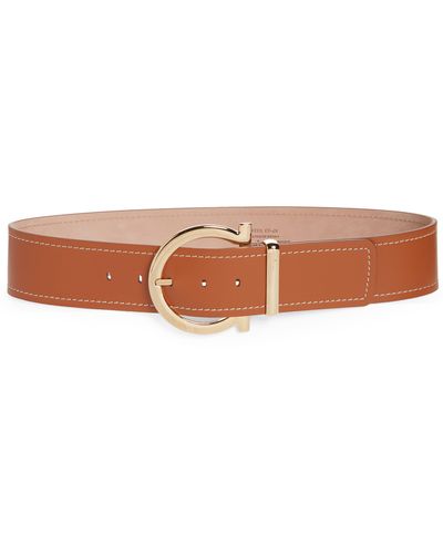 Ferragamo Gancio Leather Belt - Brown