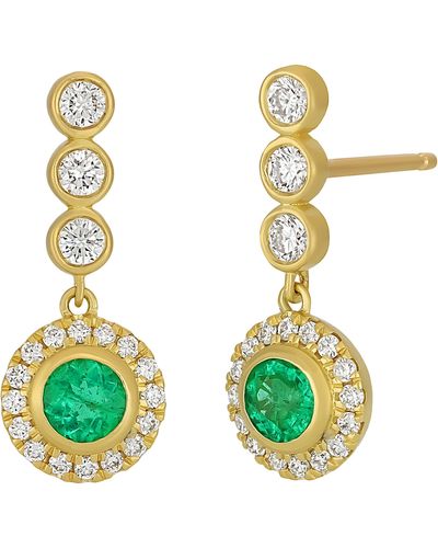 Bony Levy El Mar Emerald & Diamond Drop Earrings - White
