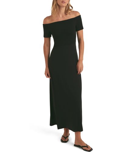 FAVORITE DAUGHTER The Genevieve Off The Shoulder Maxi Dress - Black