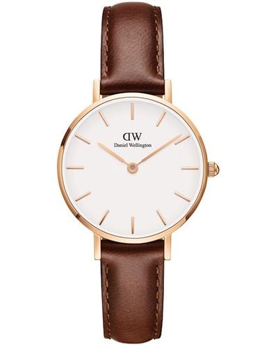 Daniel Wellington Classic Petite Leather Strap Watch - White