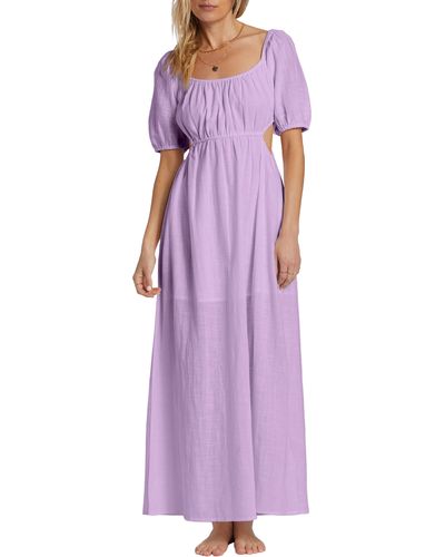 Billabong ' Summer Side Collection On The Coast Cutout Cotton Maxi Dress - Purple