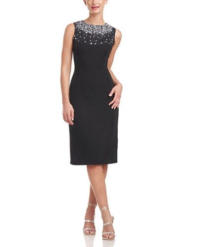 JS Collections Corinne Beaded Sleeveless Cocktail Sheath Dress - Black
