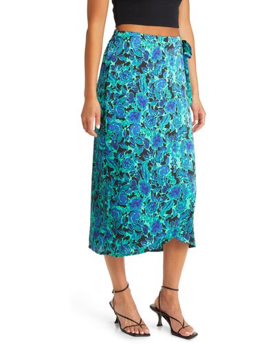 Vero Moda Ulina Floral Wrap Skirt - Blue