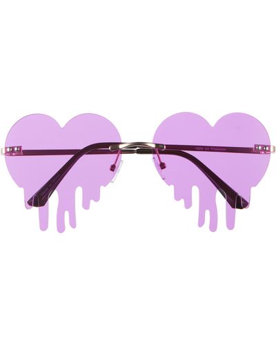BP. 63mm Rimless Drip Heart Sunglasses - Purple