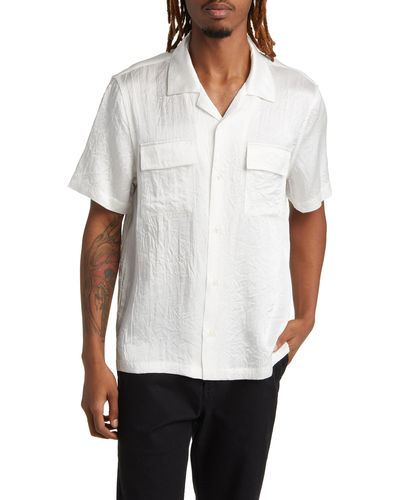 Saturdays NYC Canty Crinkle Satin Camp Shirt - White