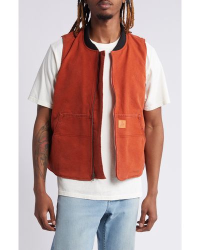 One Of These Days Zip-up Cotton Canvas Work Vest - Orange