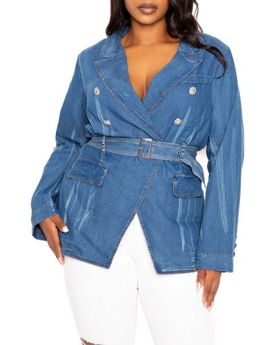 Buxom Couture Double Breasted Jacket At Nordstrom - Blue