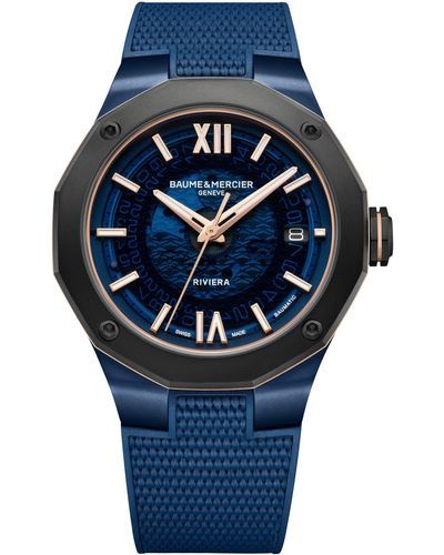 Baume & Mercier Riviera 10769 Rubber Strap Watch - Blue