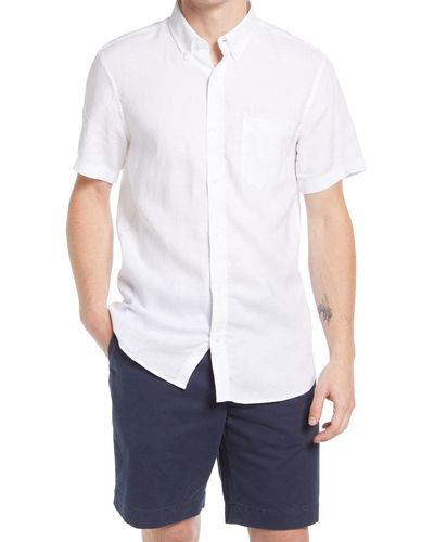 Nordstrom Short Sleeve Linen Button-down Shirt - White