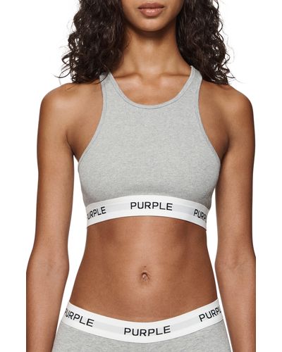 Purple Brand Ribbed Bralette - Gray
