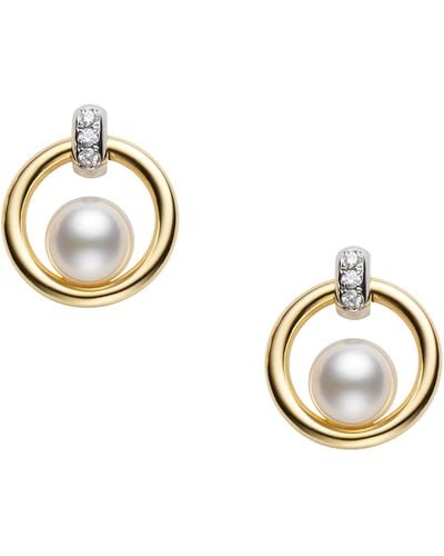 Mikimoto Cultured Pearl Circle Earrings - Metallic