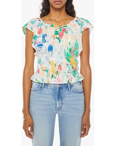 Mother The Doll Face Floral Cotton Top - Blue