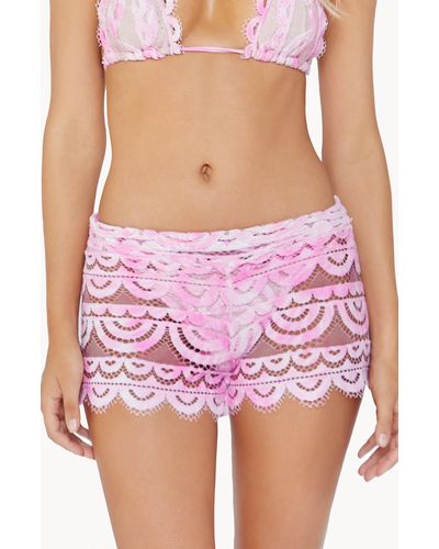PQ Swim Lace Cover-up Shorts - Pink