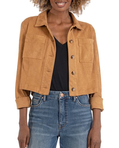 Kut From The Kloth Matilda Crop Faux Suede Jacket - Blue