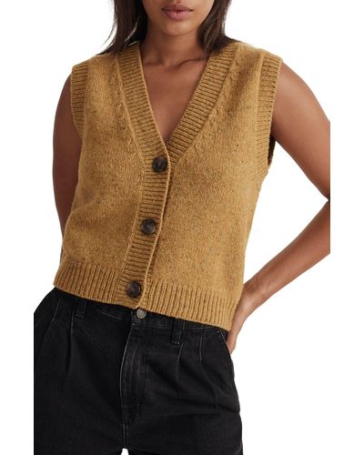 Madewell Donegal Button Front Sweater Vest - Yellow