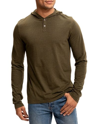 Threads For Thought Long Sleeve Henley Hoodie - Green