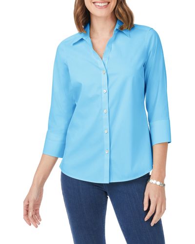 Foxcroft Mary Button-up Blouse - Blue