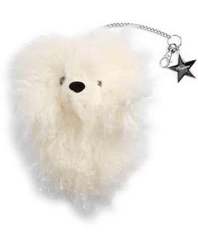 VAQUERA Furry Teddy Bear Faux Fur Key Chain - White