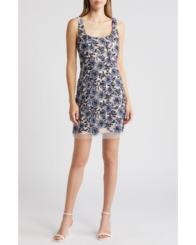 Sam Edelman Aster Floral Embroidered Tulle Sheath Dress - Multicolor