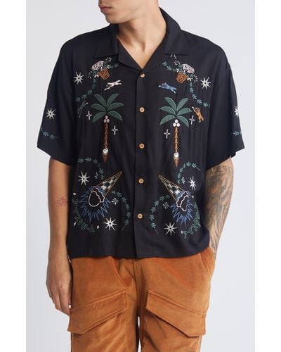 ICECREAM The Palms Embroidered Camp Shirt - Blue