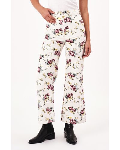 Rolla's Floral Wide Leg Ankle Jeans - Natural