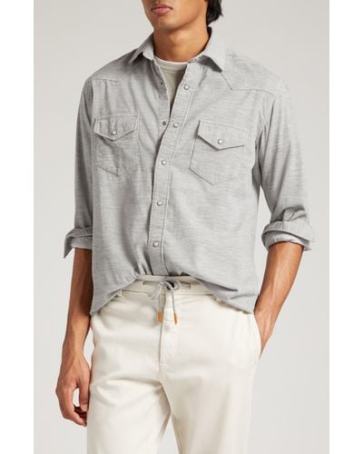 Eleventy Cotton Corduroy Western Shirt - Gray