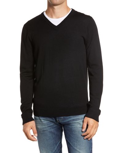 Nordstrom Washable Merino V-neck Sweater - Black