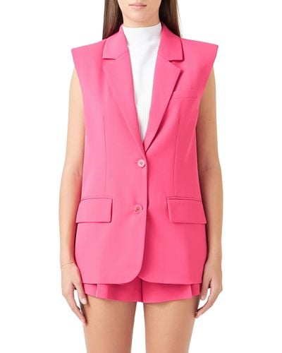 Endless Rose Oversize Blazer Vest - Pink