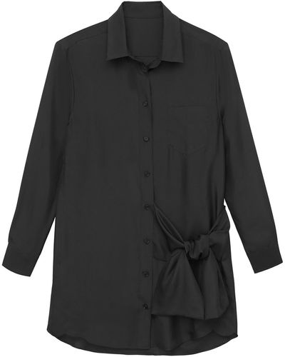 Thakoon Silk Tie Front Shirtdress - Black