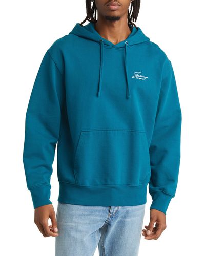 Saturdays NYC Ditch Signature Logo Embroidered Hoodie - Blue