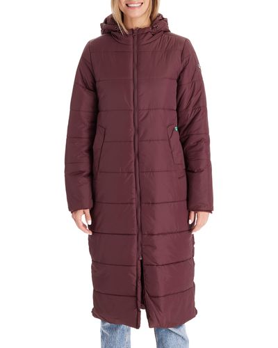 Modern Eternity 3-in-1 Long Quilted Waterproof Maternity Puffer Coat - Red