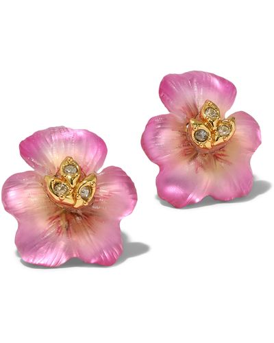 Alexis Pansy Lucite Flower Stud Earrings - Pink