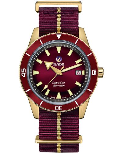Rado Captain Cook Bronze Automatic Webbing Strap Watch - Red