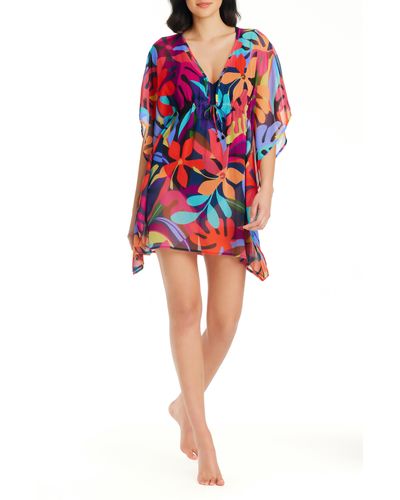 Rod Beattie Bold Rush Floral Cover-up Caftan - Red