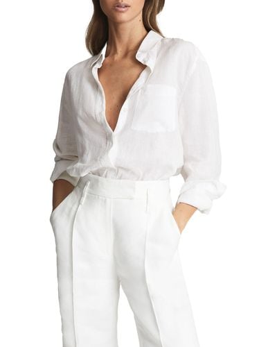 Reiss Campbell Linen Button-up Shirt - White
