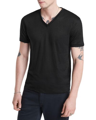 John Varvatos Astor Regular Fit Slub V-neck T-shirt - Black