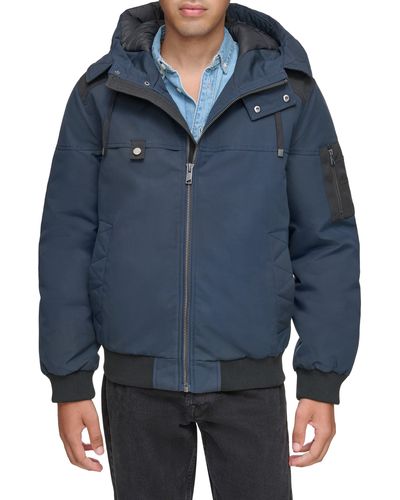 Andrew Marc Wolmar Waxed Insulated Jacket - Blue