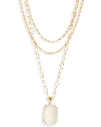 Nordstrom Jade Glass Pendant 3-tier Layered Necklace - White