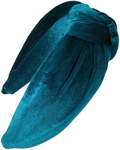 Tasha Knotted Velvet Headband - Blue