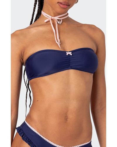 Edikted maggie Bandeau Bikini Top - Blue