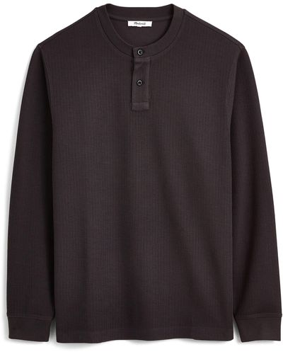 Madewell Long Sleeve Cotton Blend Henley T-shirt - Black