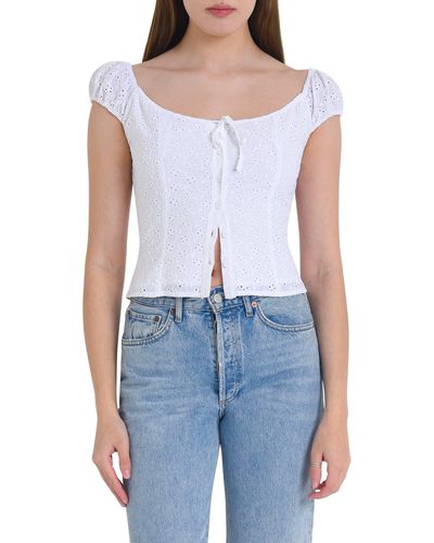 Wayf Catalina Eyelet Embroidery Top - Blue