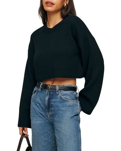 Reformation Paloma Recycled Cashmere Blend Crop Sweater - Blue