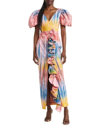 Sika Temi Ruffle Cotton Maxi Dress - Multicolor