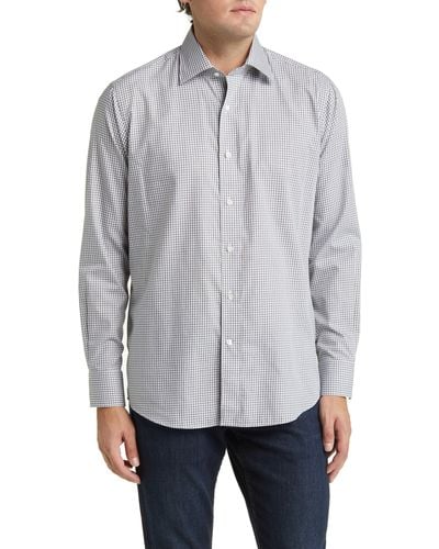 Peter Millar Crown Crafted Francis Gingham Plaid Cotton Button-up Shirt - Gray
