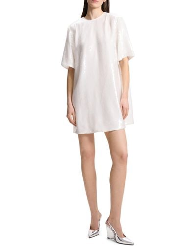 Theory Sequin Embellished T-shirt Dress - White
