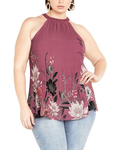 City Chic Tiffany Floral Print Sleeveless Top - Pink