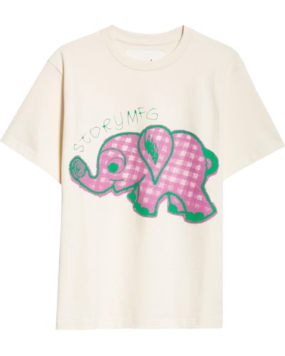 STORY mfg. Grateful Elephant Organic Cotton Graphic T-shirt - White