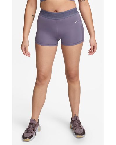 Nike Pro 3-inch Mid Rise Mesh Panel Shorts - Blue